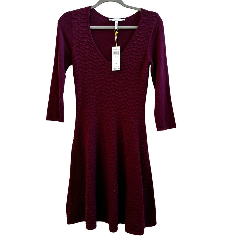 NWT BCBGeneration Burgundy Fit & Flare Knit Dress Medium